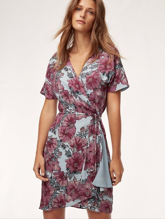 Babaton Dresses & Skirts - Aritzia Babaton Wallace Dress Floral Wrap Mini Size M